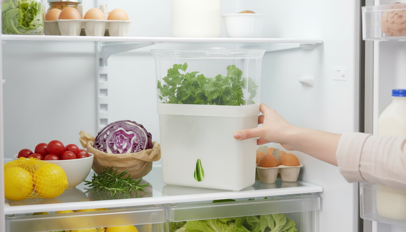 Clear Airtight Herb Keeper: Fresher Herbs in the Fridge
