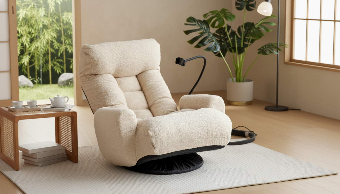 360° Swivel Japanese Floor Lounge Chair w/ Phone Holder