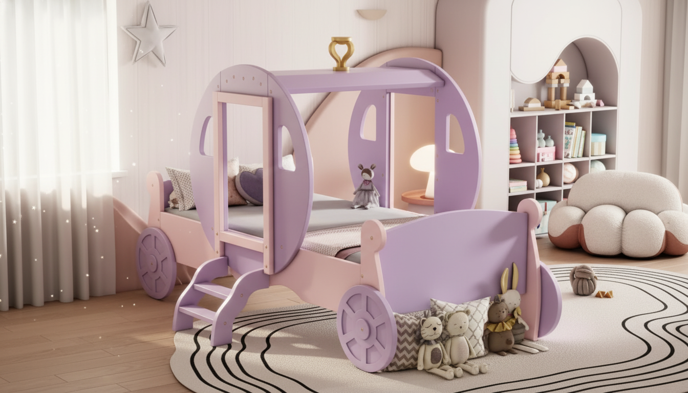 Twin Princess Carriage Bed with Crown: Fit, Safety & Style