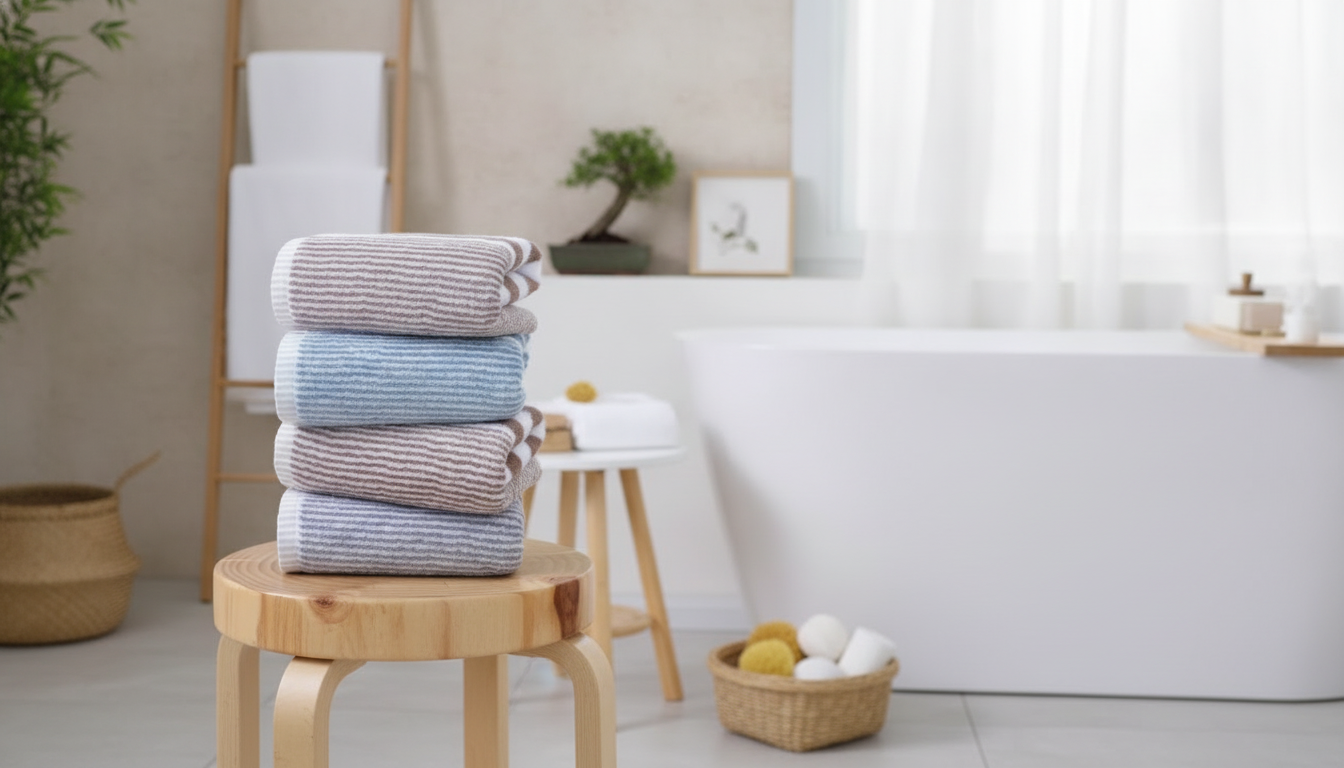 Soft Gradient Stripe Cotton Bath Towel (Japanese Style)